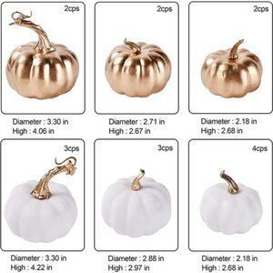 16 Pcs Assorted Artificial Pumpkins White & Gold Plating Pumpkins for Occasions